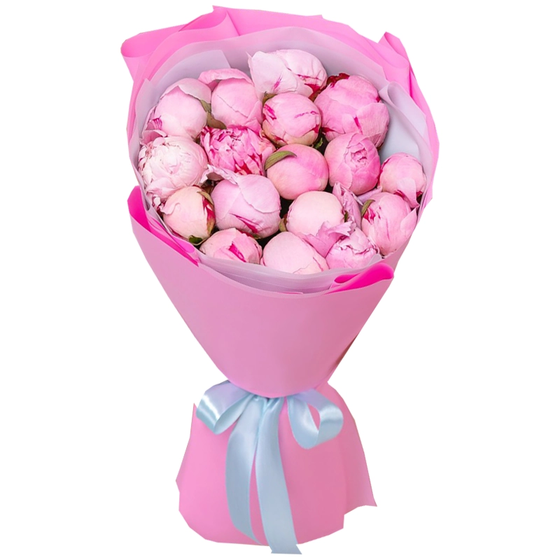 Букет из 19 нежно розовых пионов