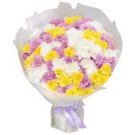 Букет из 35 кустовых разноцветных хризантем